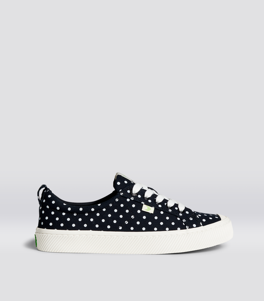 OCA Low Black Canvas White Polka Dots Sneaker