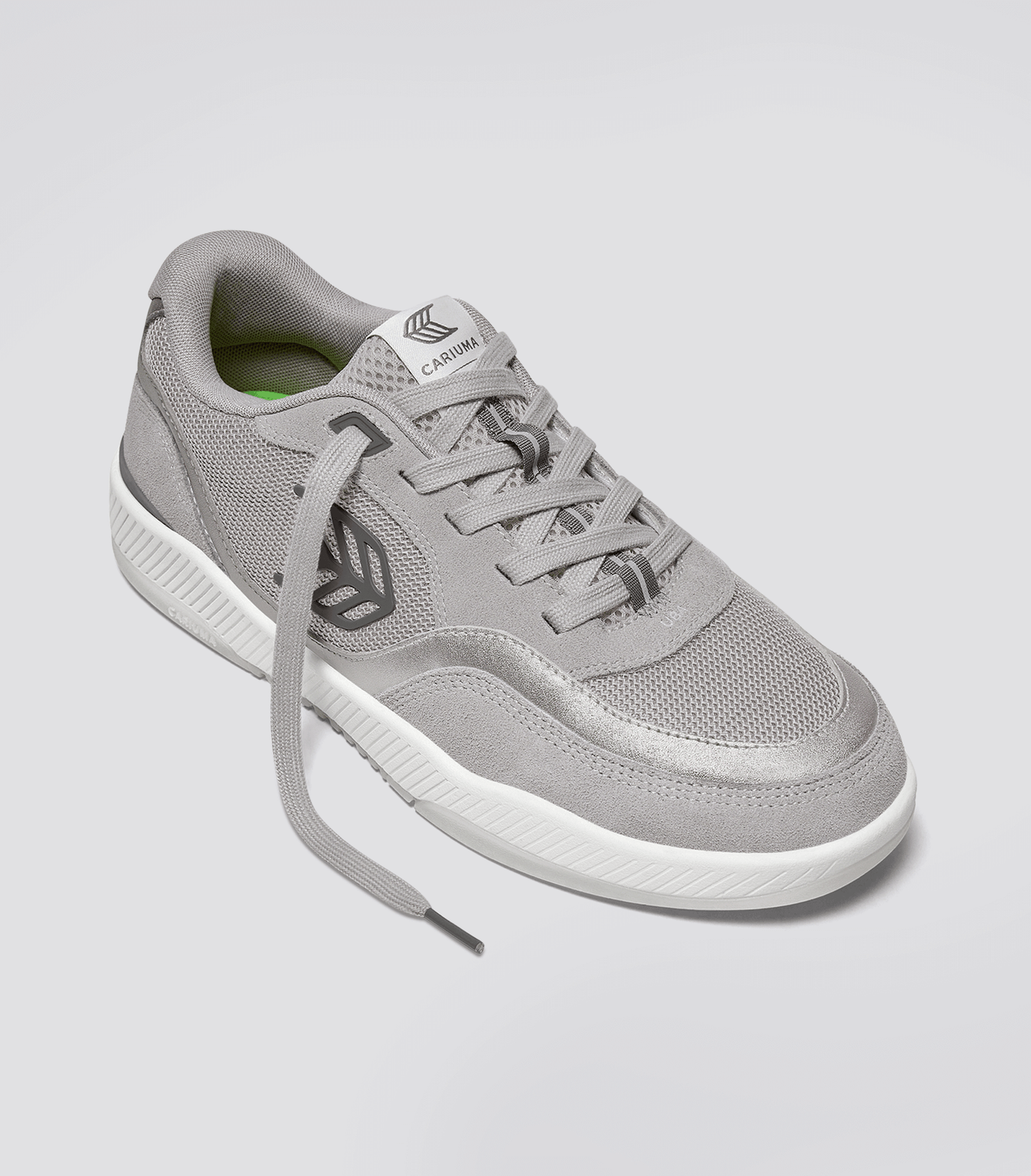 UBA Light Grey Suede and Mesh Charcoal Grey Logo Silver Accents Sneaker