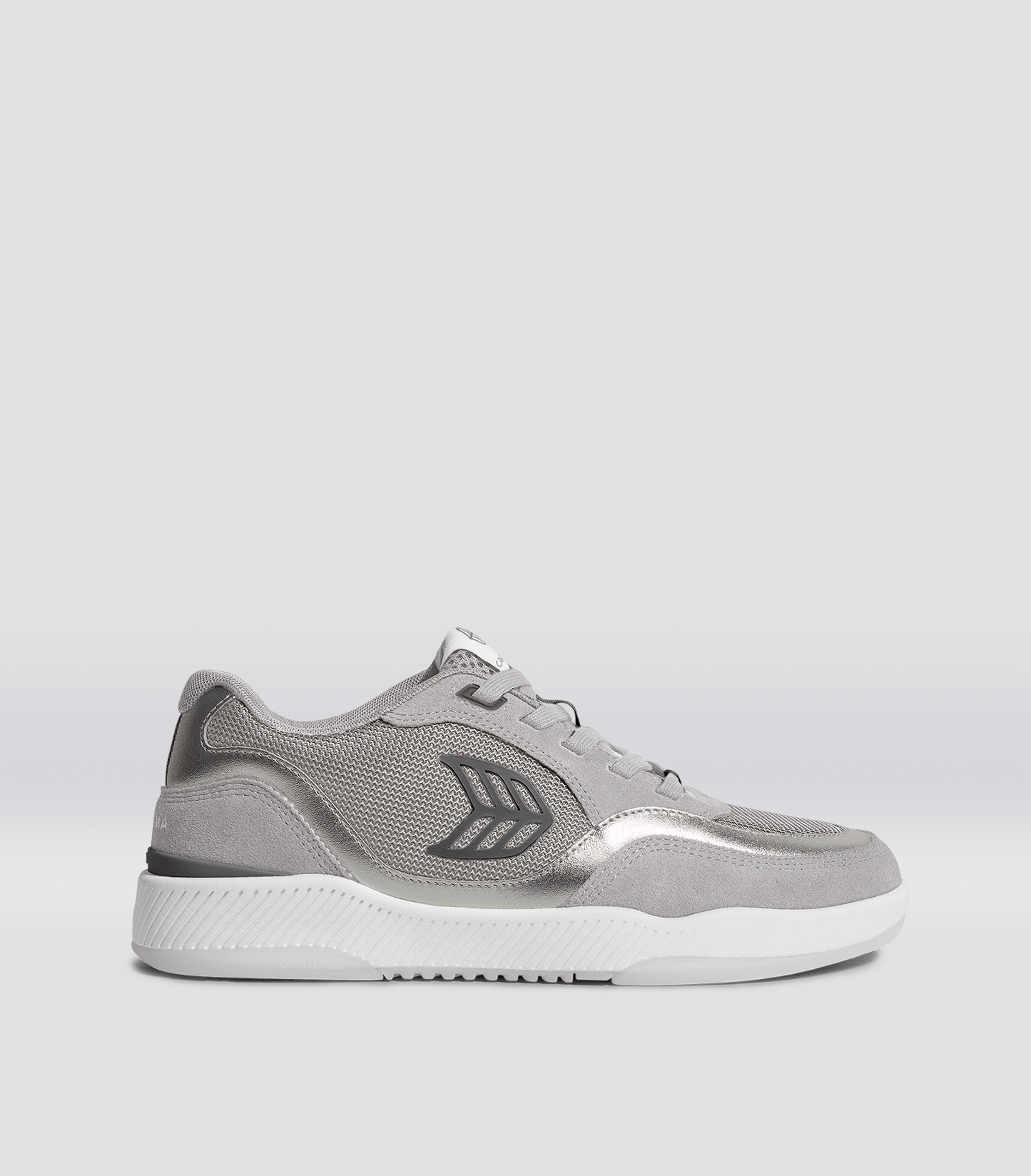 UBA Light Grey Suede and Mesh Charcoal Grey Logo Silver Accents Sneaker