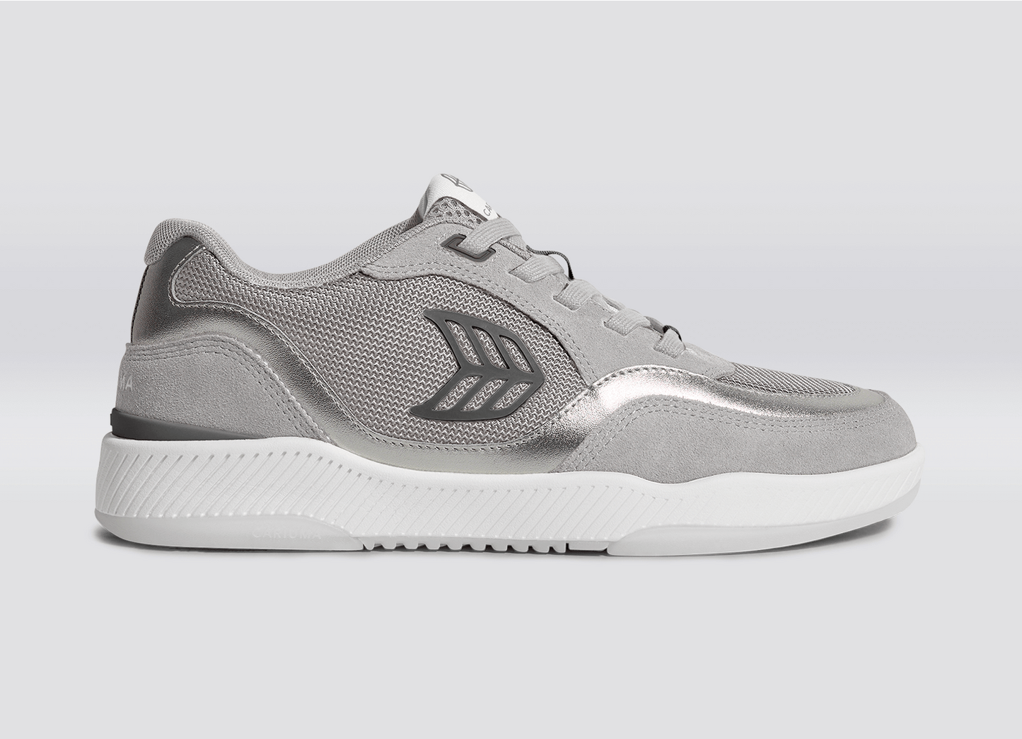 UBA Light Grey Suede and Mesh Charcoal Grey Logo Silver Accents Sneaker