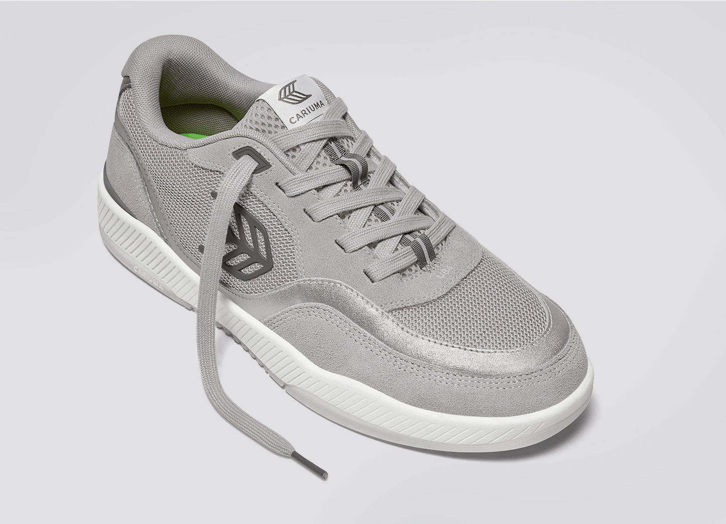 UBA Light Grey Suede and Mesh Charcoal Grey Logo Silver Accents Sneaker