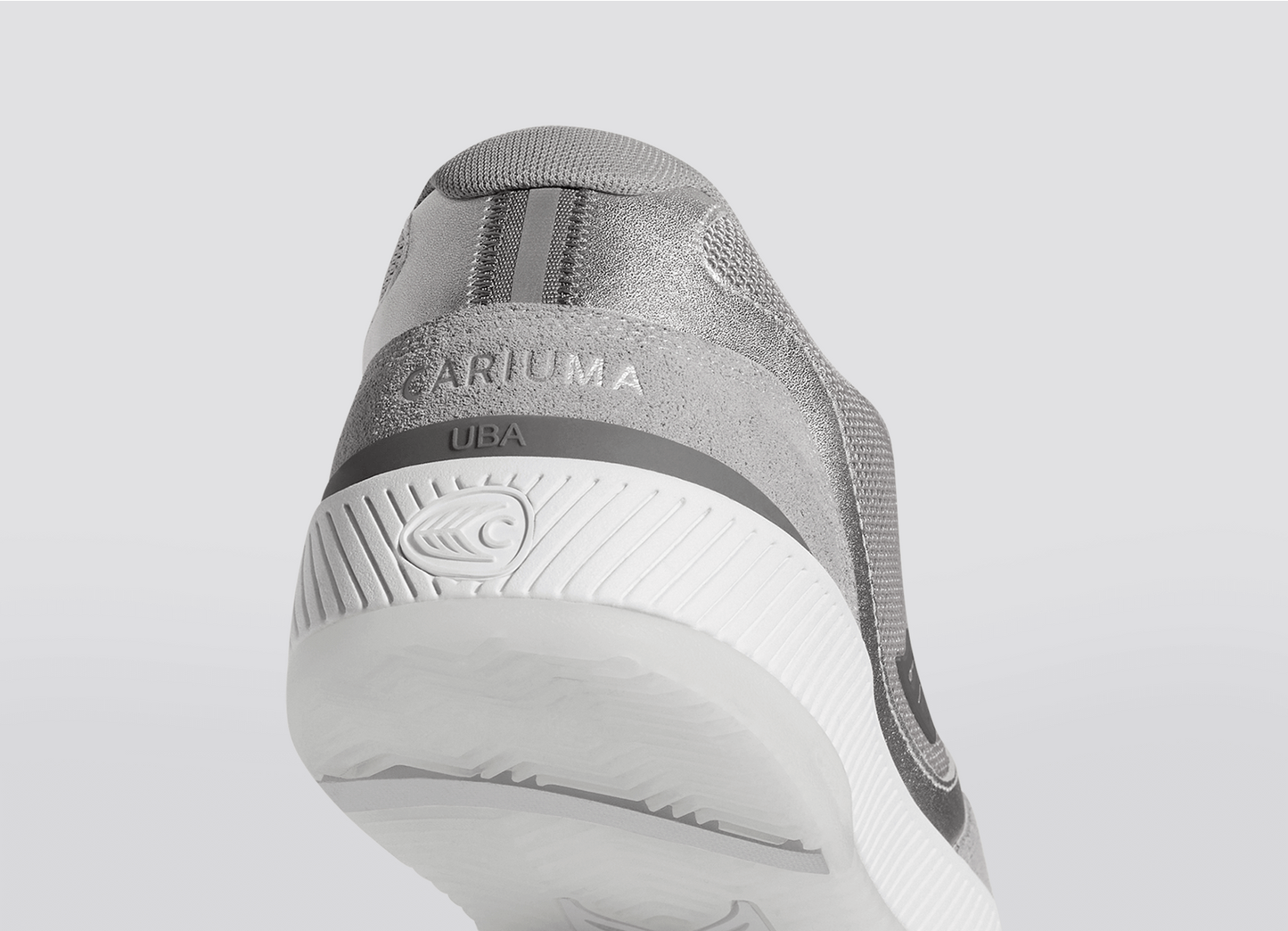 UBA Light Grey Suede and Mesh Charcoal Grey Logo Silver Accents Sneaker