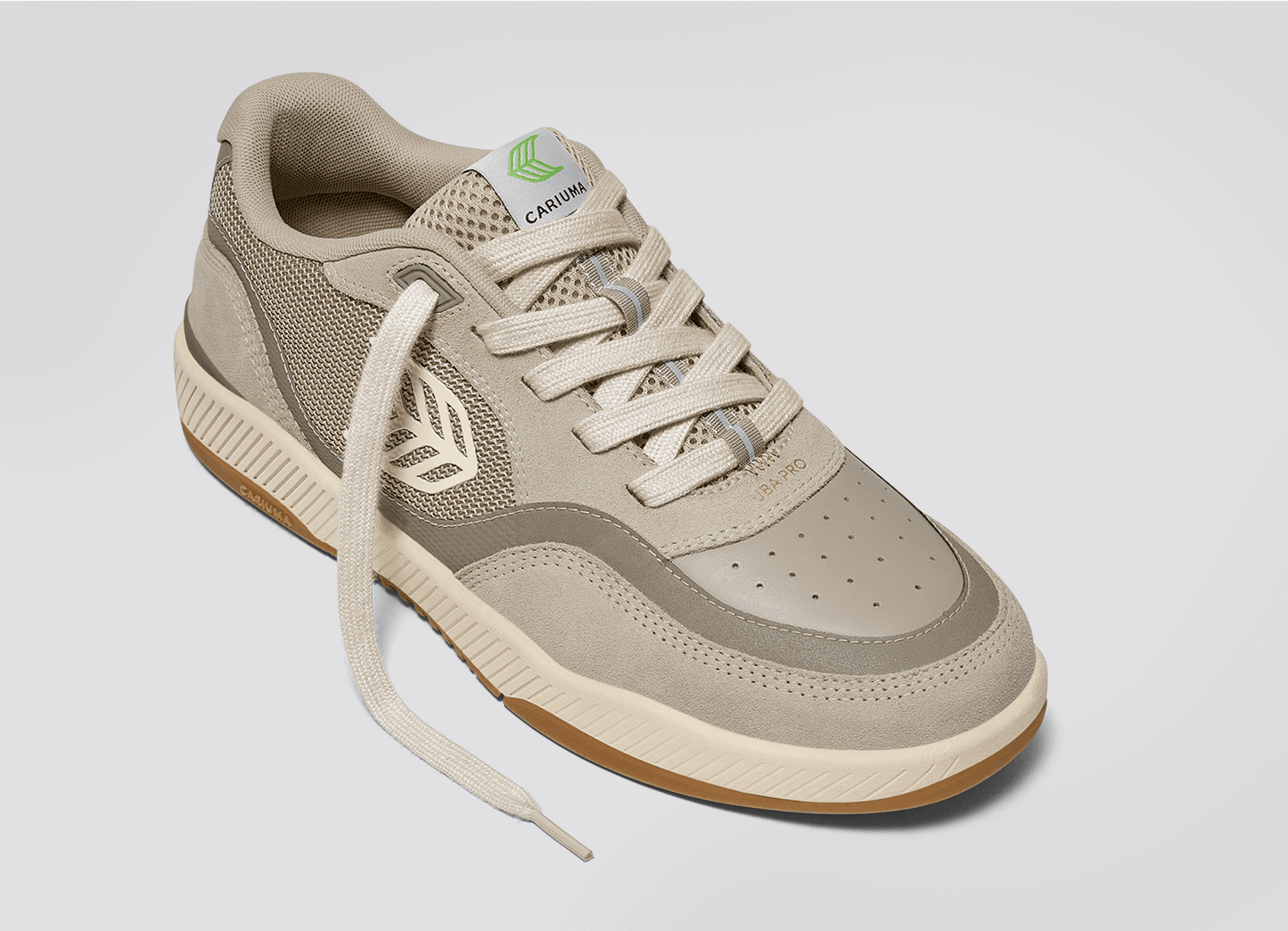 UBA PRO Plaza Taupe Suede and Mesh Almond Milk Logo Sneaker